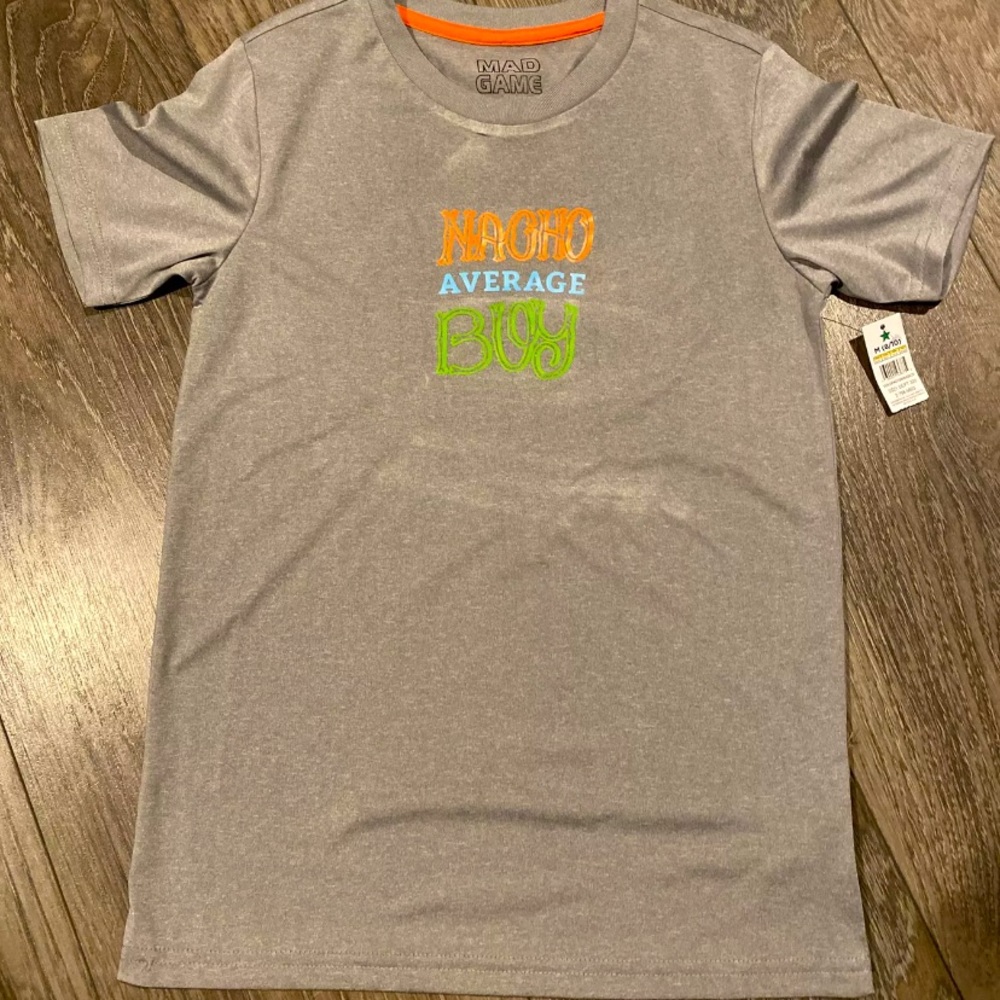 Child Homemade Shirt Size M (8/10) “NACHO AVERAGE BOY” Lightweight NEW